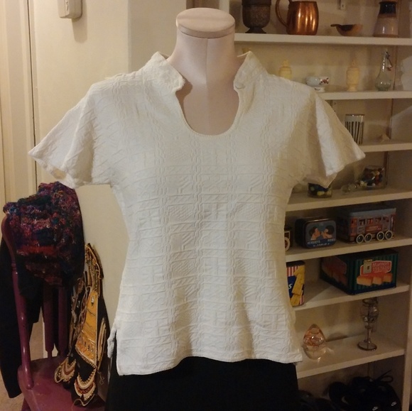 Vintage Jacquard Top Short Sleeve Shirt - Picture 2 of 6